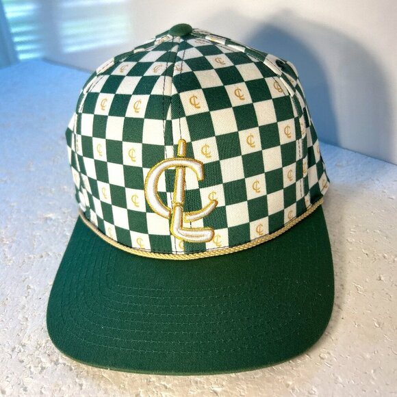Liv Golf 110 OSFA NWOT Green check Embroidered Cap Sport Resort Streetwear - Picture 1 of 8